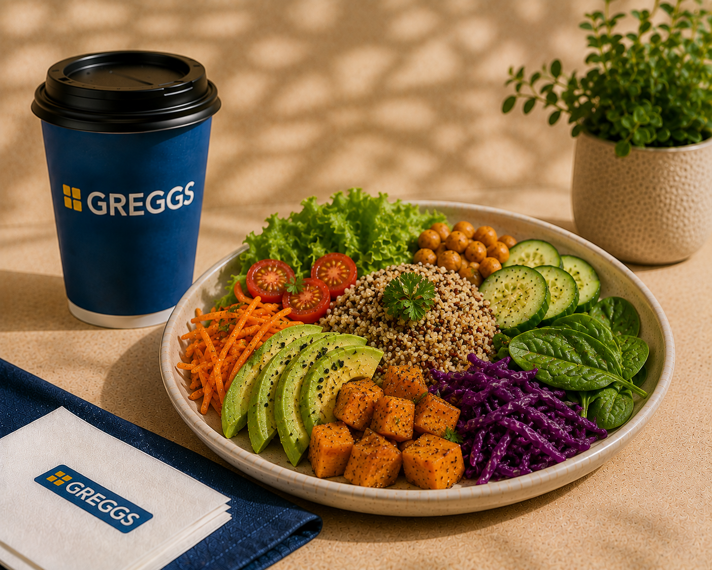 Vegan meal with fresh vegetables and grains