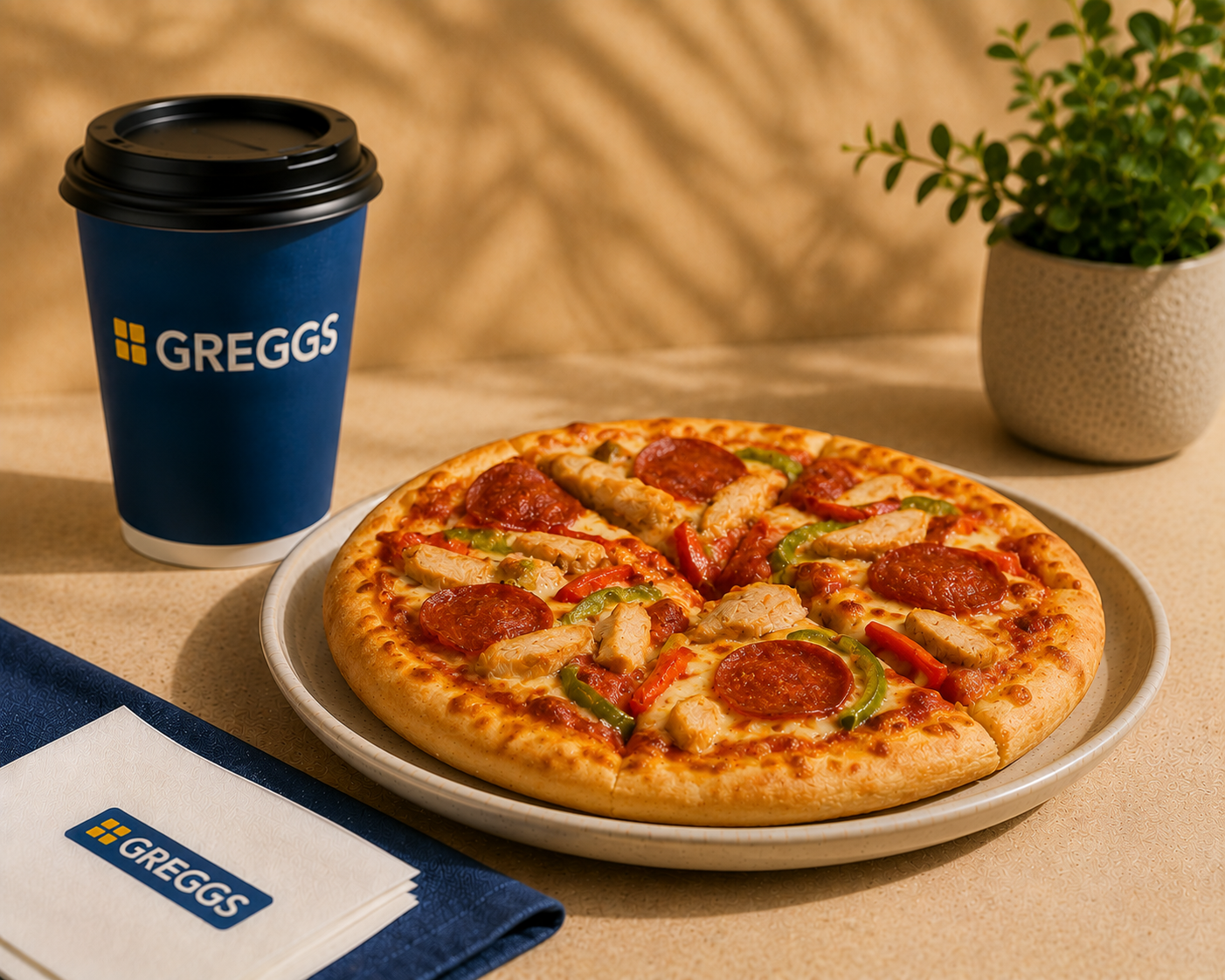Greggs pizza with assorted toppings