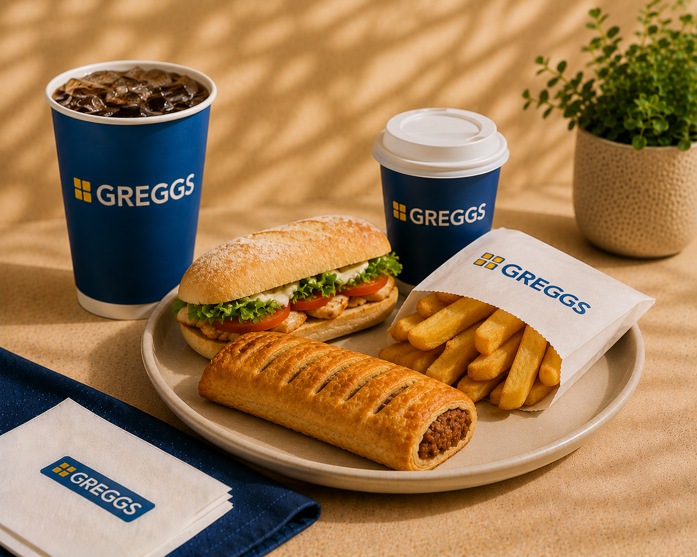 Greggs meal deal with sandwich, savoury and drinks